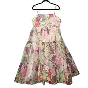 Desree dress Womens 12 Pink Floral Sheer baby doll artsy